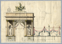 32535 Afbeelding van een erepoort, op te richten voor het bezoek van kroonprins Willem aan Utrecht op 28 juni 1839.
